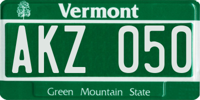 VT license plate AKZ050