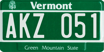 VT license plate AKZ051