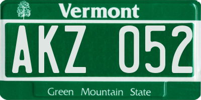 VT license plate AKZ052