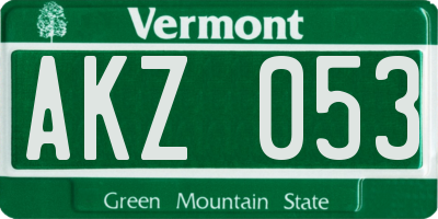 VT license plate AKZ053