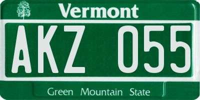 VT license plate AKZ055