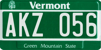 VT license plate AKZ056