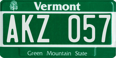 VT license plate AKZ057