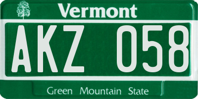 VT license plate AKZ058