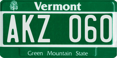 VT license plate AKZ060