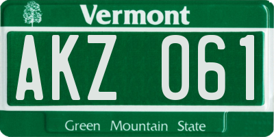 VT license plate AKZ061
