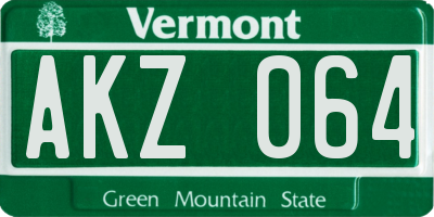 VT license plate AKZ064