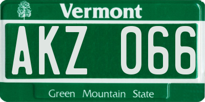VT license plate AKZ066