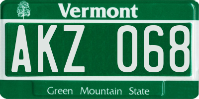 VT license plate AKZ068