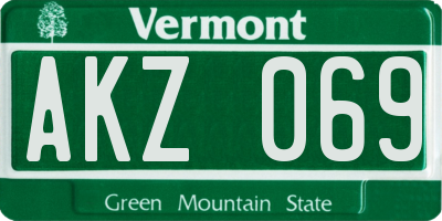 VT license plate AKZ069