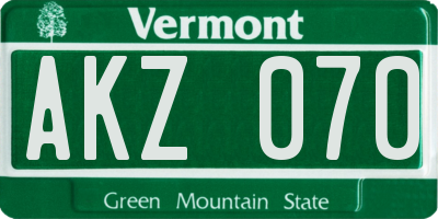 VT license plate AKZ070