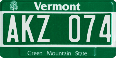 VT license plate AKZ074