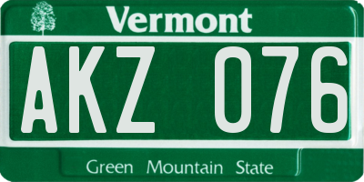 VT license plate AKZ076