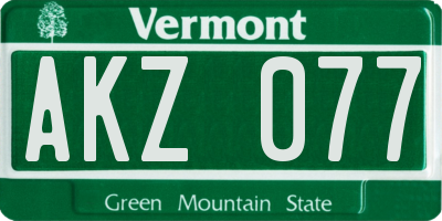 VT license plate AKZ077