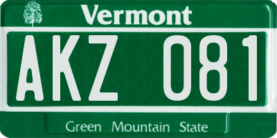 VT license plate AKZ081