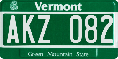 VT license plate AKZ082