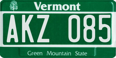 VT license plate AKZ085