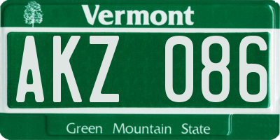 VT license plate AKZ086
