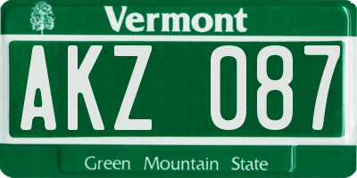 VT license plate AKZ087