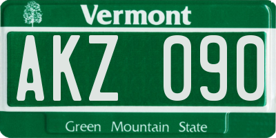 VT license plate AKZ090