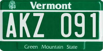 VT license plate AKZ091