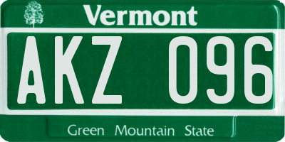 VT license plate AKZ096