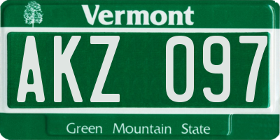VT license plate AKZ097