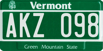 VT license plate AKZ098