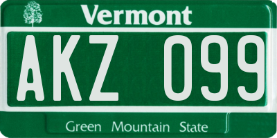 VT license plate AKZ099