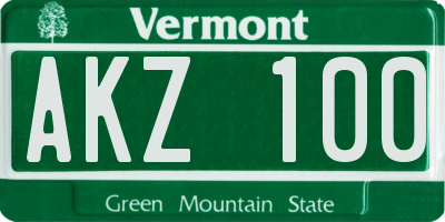 VT license plate AKZ100