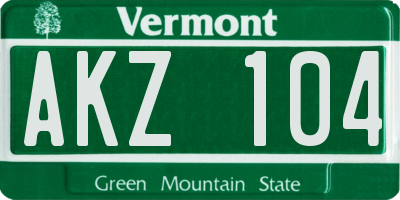 VT license plate AKZ104