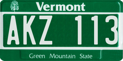 VT license plate AKZ113