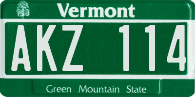 VT license plate AKZ114
