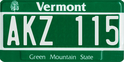 VT license plate AKZ115