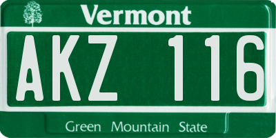 VT license plate AKZ116
