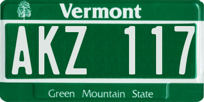 VT license plate AKZ117