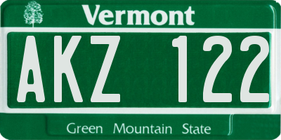 VT license plate AKZ122