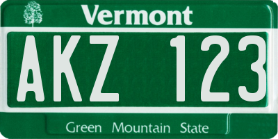 VT license plate AKZ123