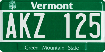 VT license plate AKZ125