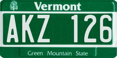 VT license plate AKZ126