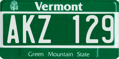 VT license plate AKZ129