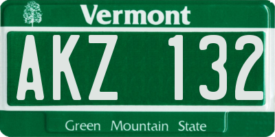 VT license plate AKZ132