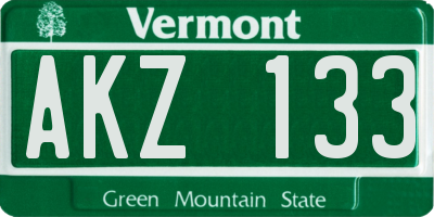 VT license plate AKZ133