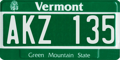 VT license plate AKZ135