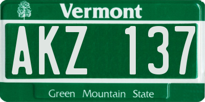 VT license plate AKZ137