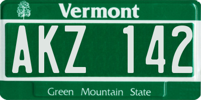 VT license plate AKZ142
