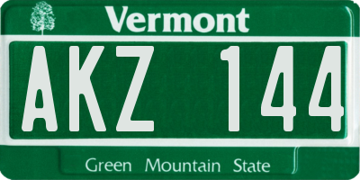 VT license plate AKZ144