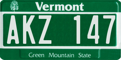 VT license plate AKZ147
