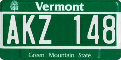 VT license plate AKZ148