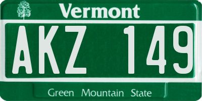 VT license plate AKZ149